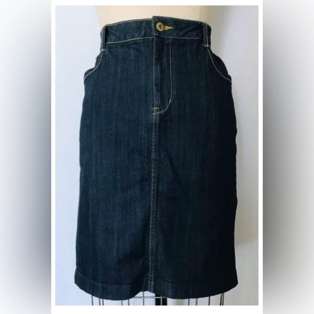H&M DARK INDIGO BLUE DENIM PENCIL JEAN SKIRT 14